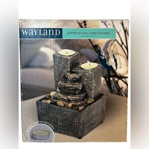 Gray and White Water Fountain Candle Holder with Rustic Finish
